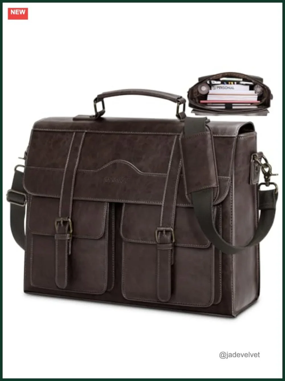 Vintage Style PU Leather Laptop Messenger Bag for Men, Fits 17 Inch Computer,